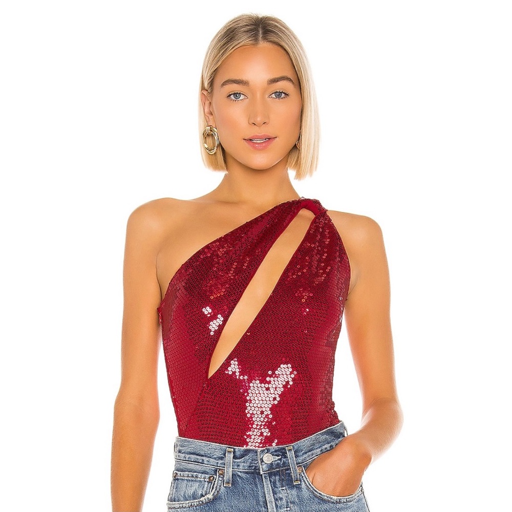 * NEW Lovers and Friends Moulin Bodysuit in Red L63